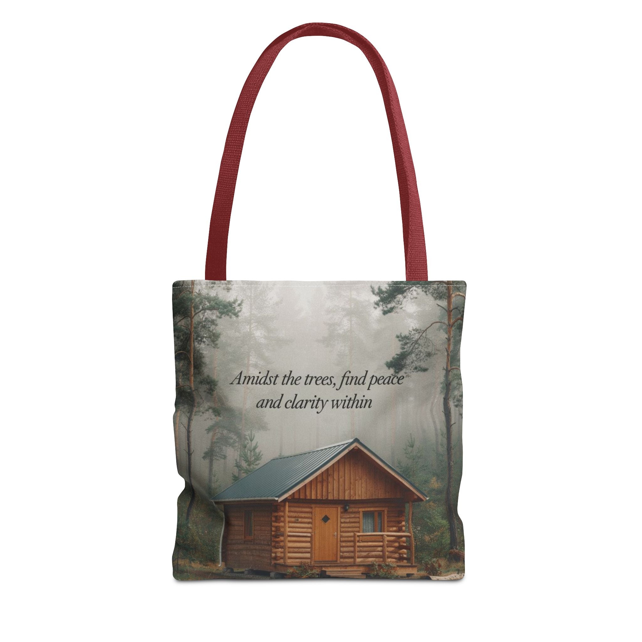 Cabin in the Woods Tote Bag — "Amidst the trees, find peace and clarity within" Nature Canvas Tote