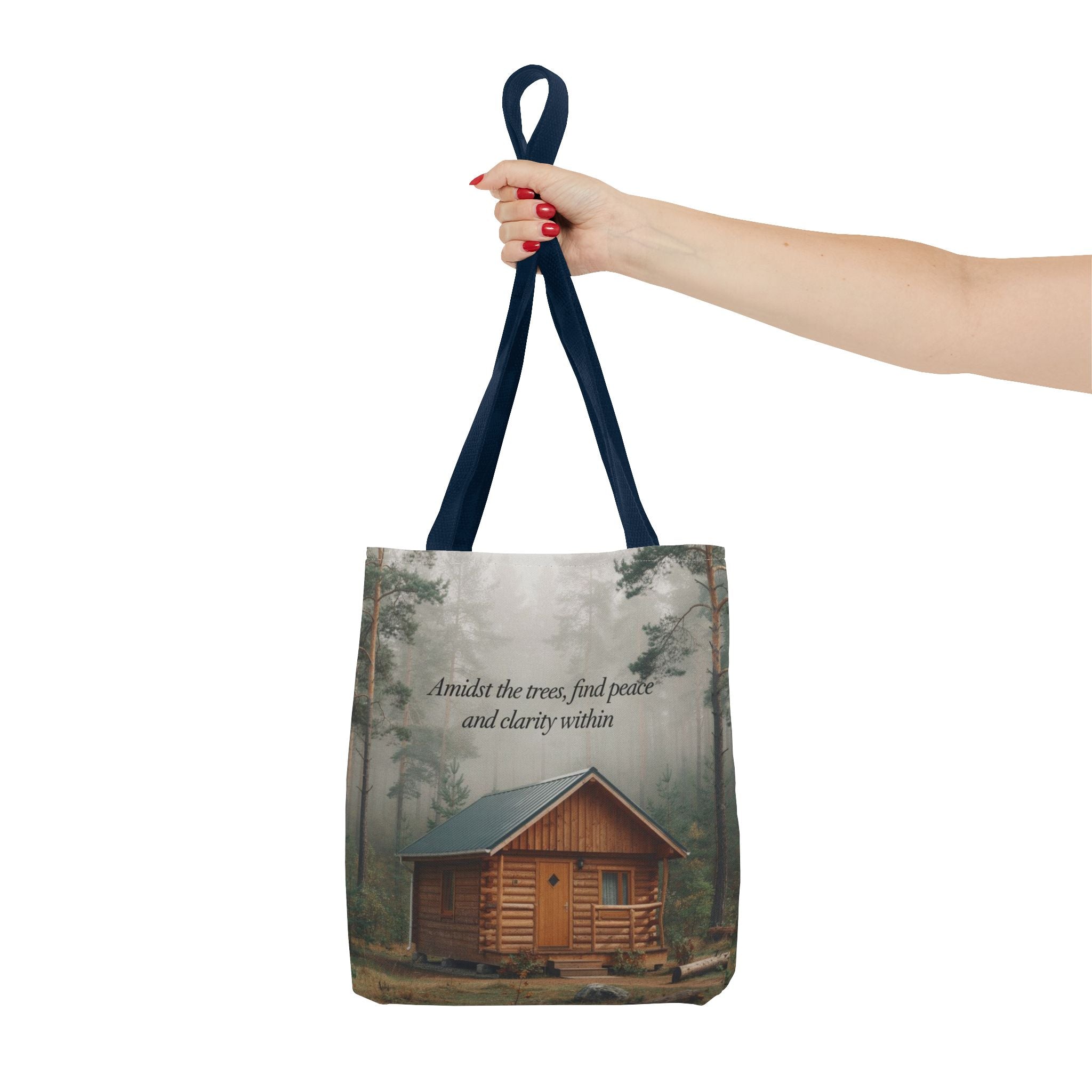 Cabin in the Woods Tote Bag — "Amidst the trees, find peace and clarity within" Nature Canvas Tote