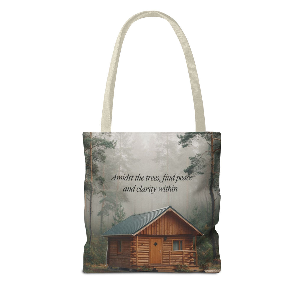 Cabin in the Woods Tote Bag — "Amidst the trees, find peace and clarity within" Nature Canvas Tote