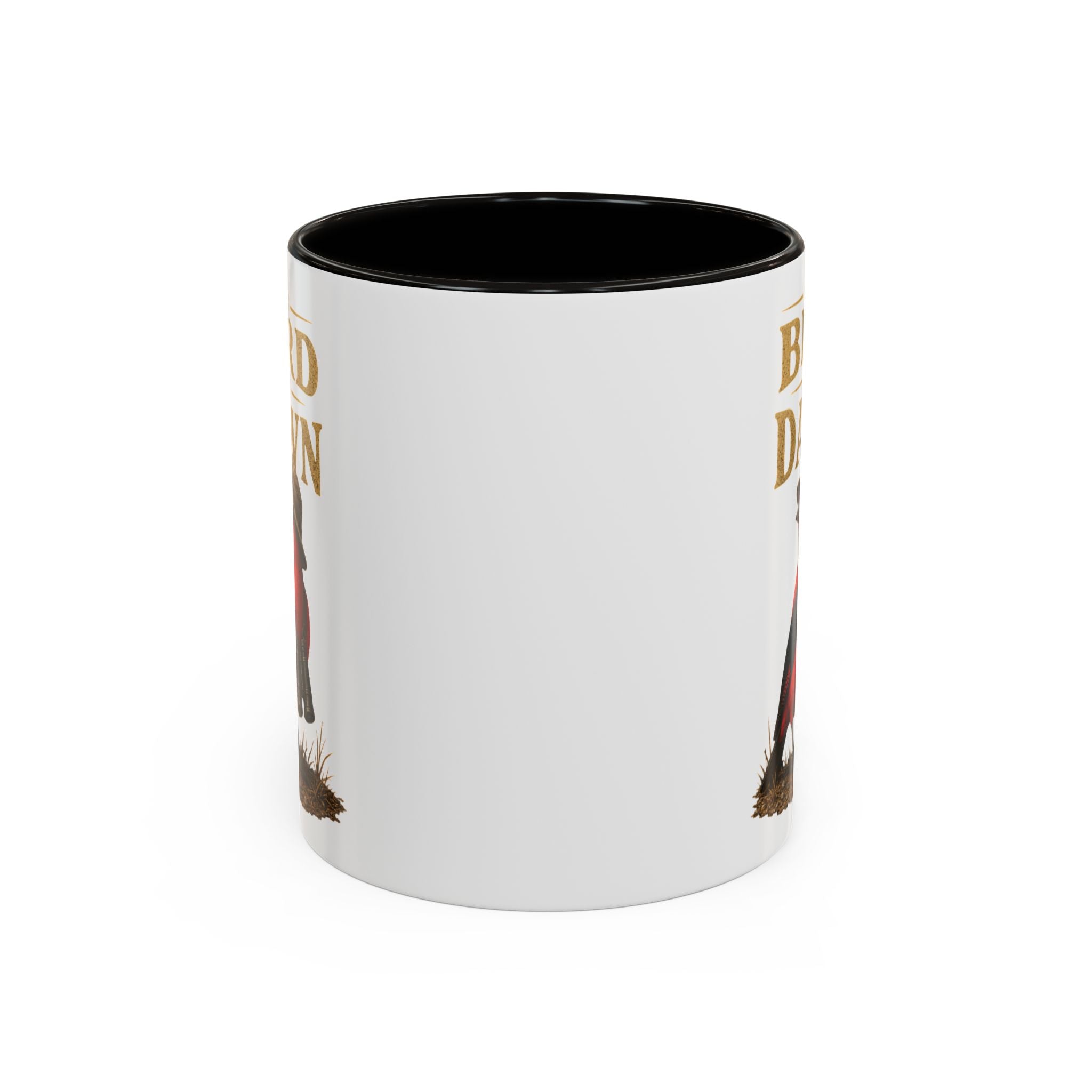 Birdwatcher Coffee Mug — "We Bird at Dawn" Illustrated Scarlet Tanager Mug (11oz/15oz)