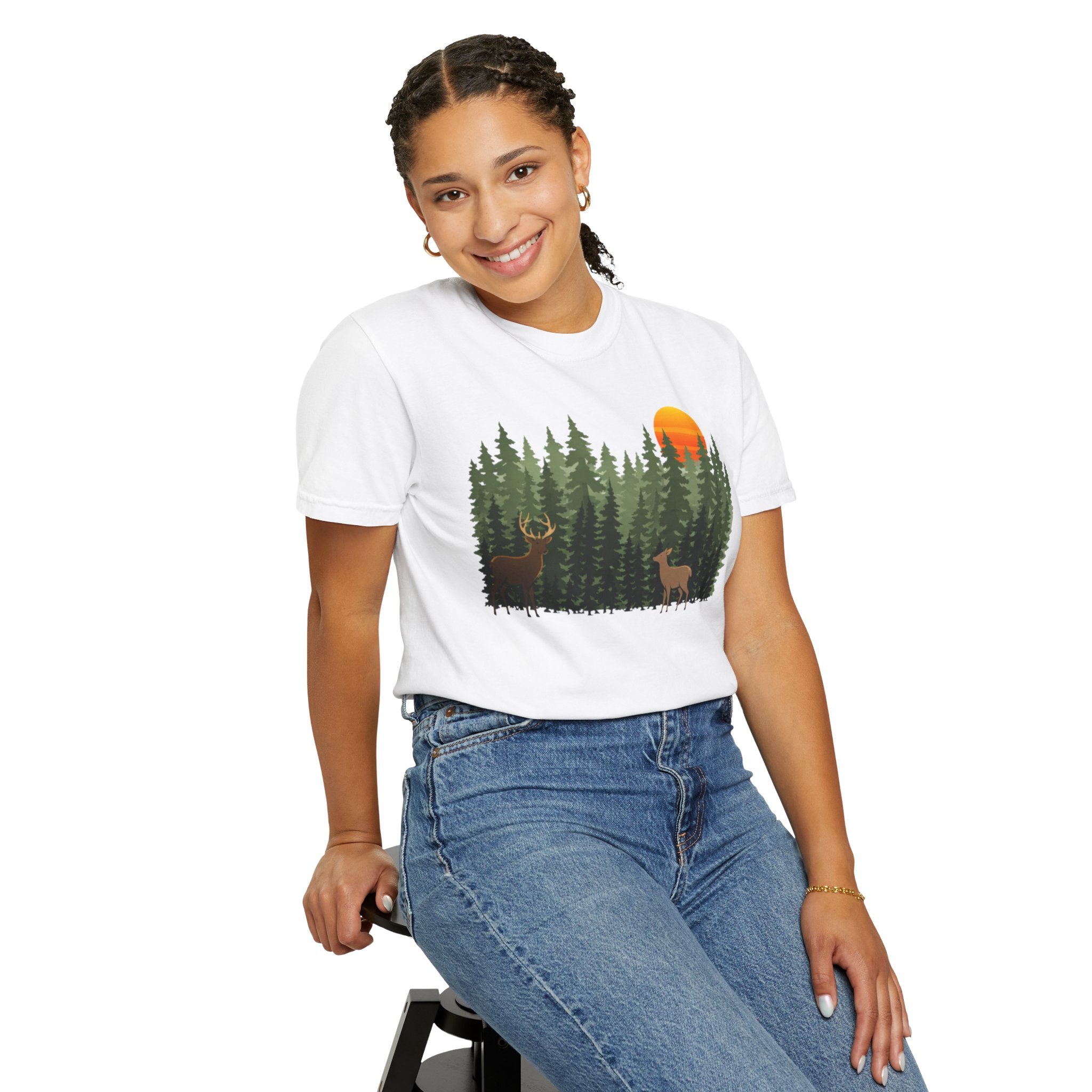 Forest Sunset Deer T-Shirt — Nature Wildlife Tee