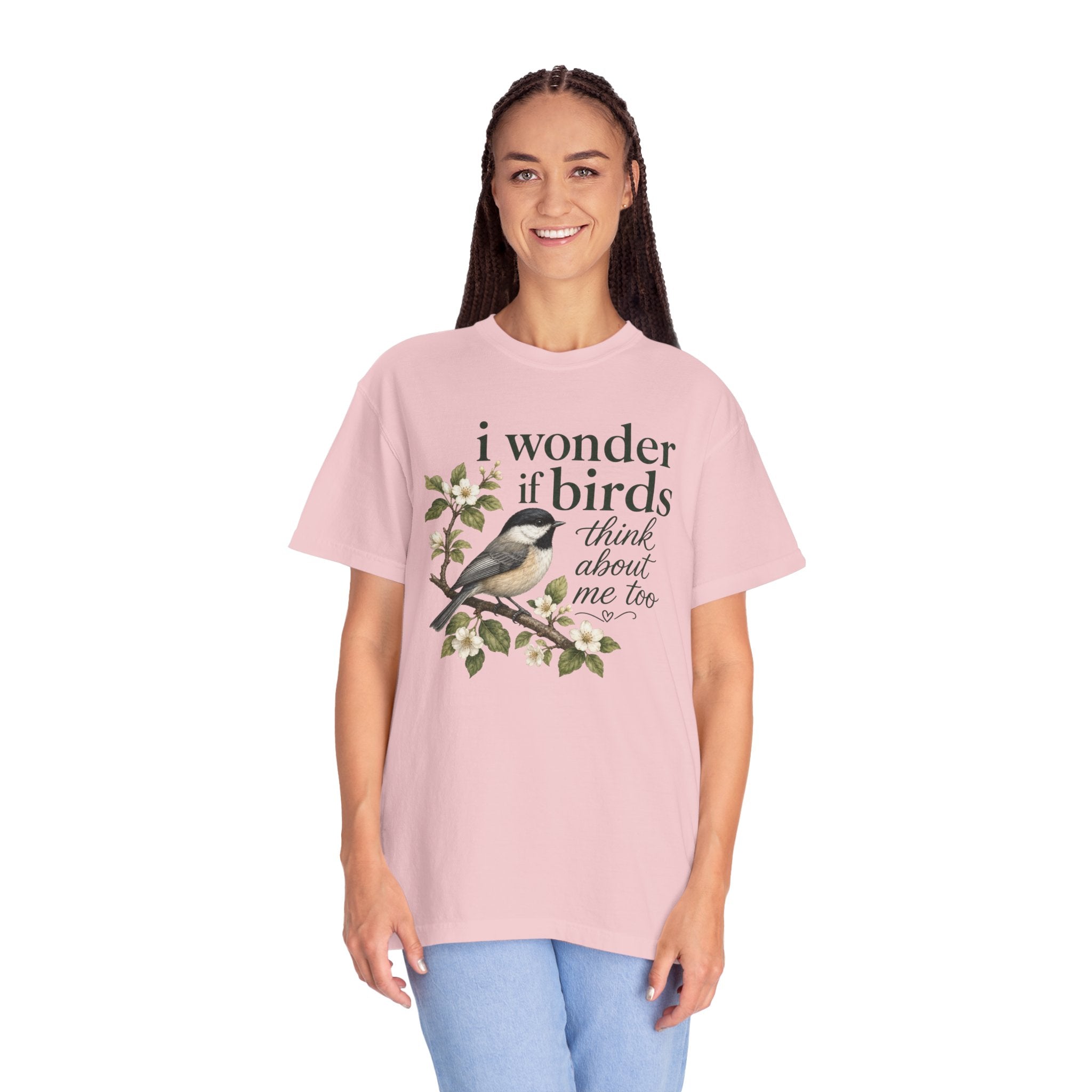 "I Wonder If Birds Think About Me Too" T-Shirt — Bird Lover Tee