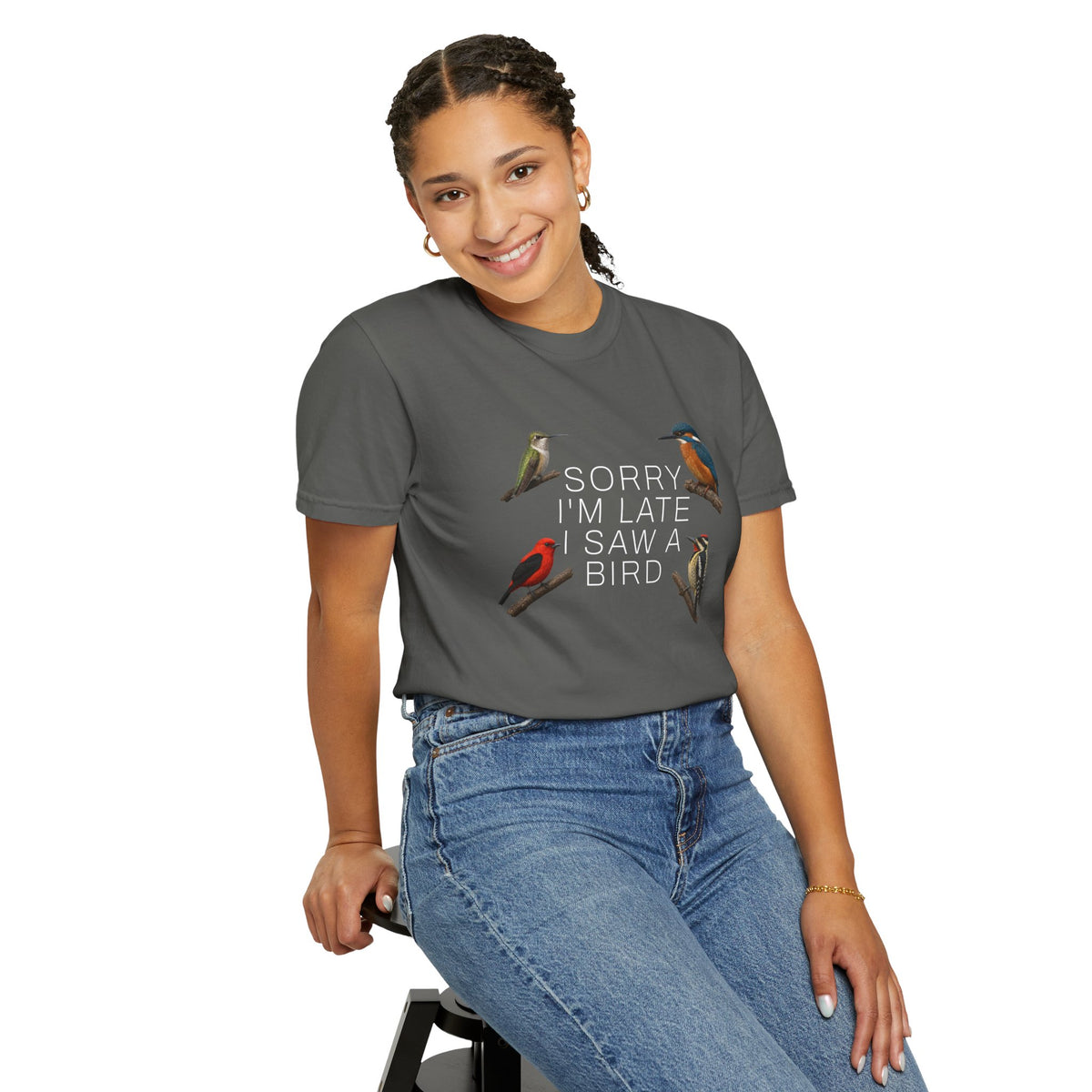 Sorry I’m Late I Saw a Bird T-Shirt - Birdwatching Tee for Nature Lovers