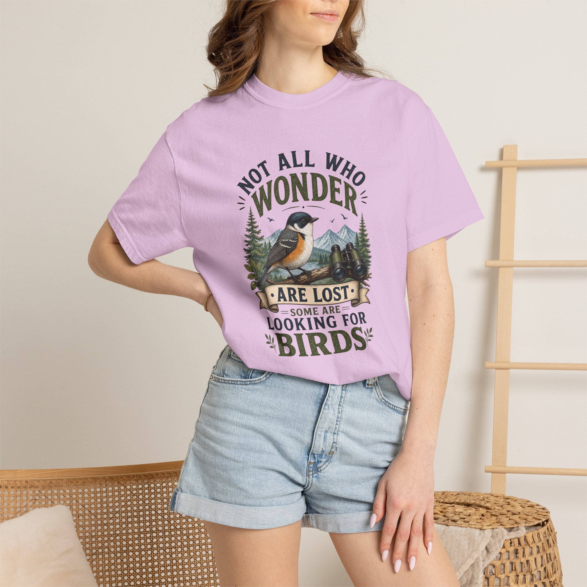 Birdwatcher T-Shirt — Not All Who Wonder Are Lost Nature Hiking Tee