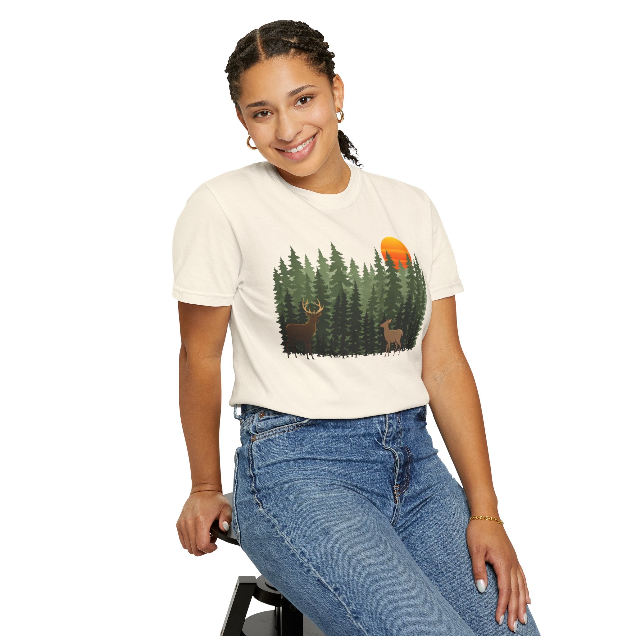 Forest Sunset Deer T-Shirt — Nature Wildlife Tee