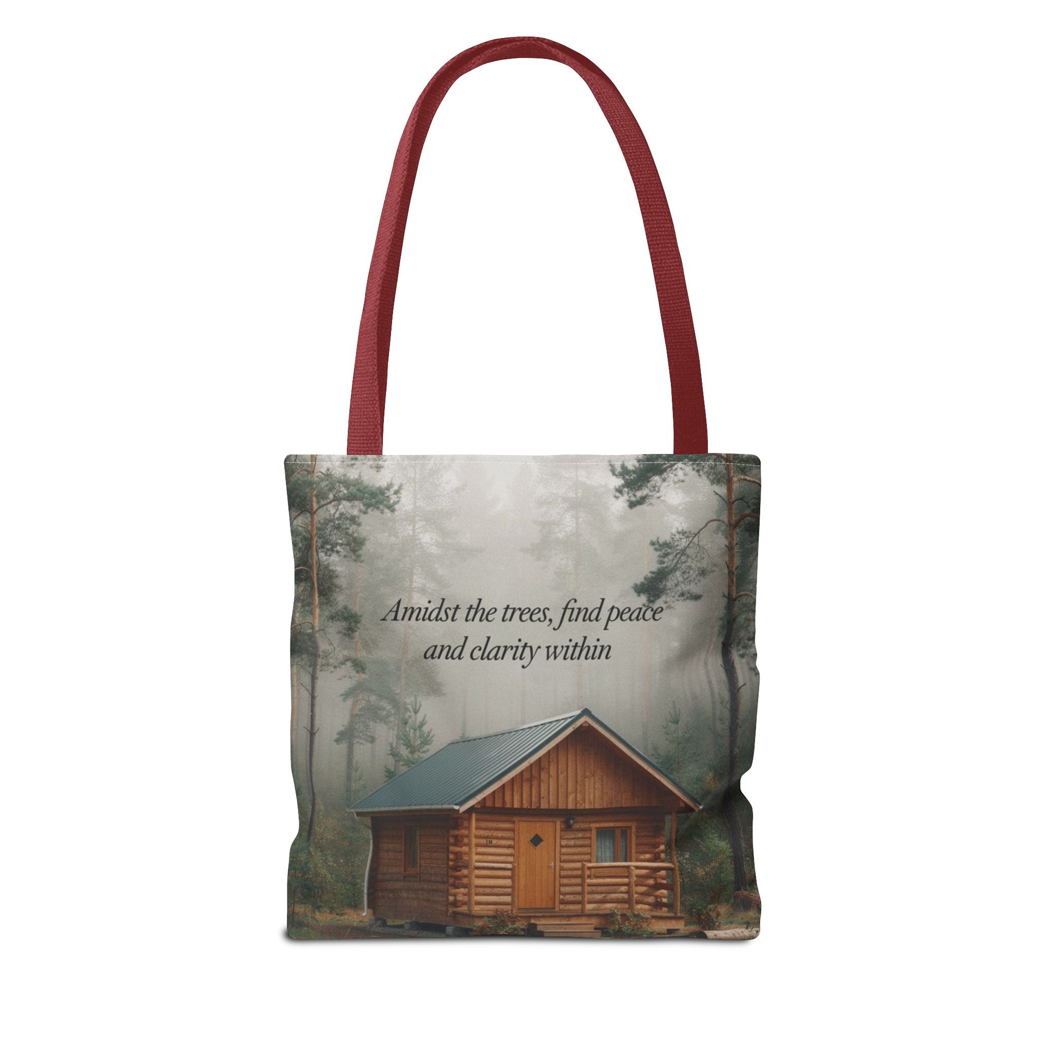 Cabin in the Woods Tote Bag — "Amidst the trees, find peace and clarity within" Nature Canvas Tote