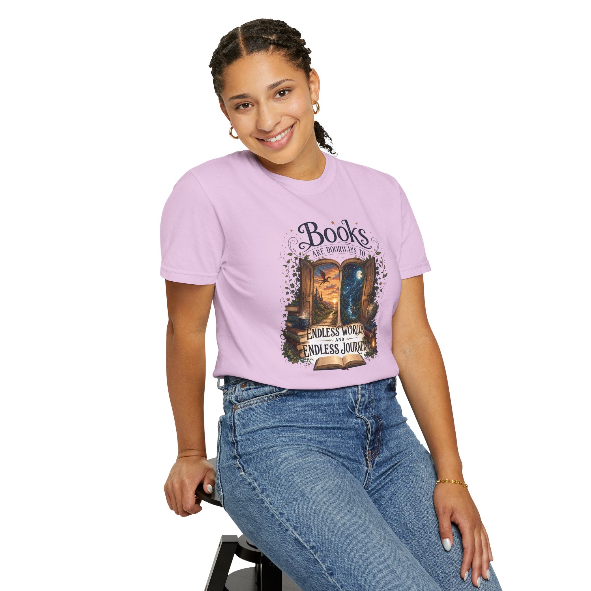 Books Aer Doorways to Endless Worlds and Endless Journeys T-Shirt