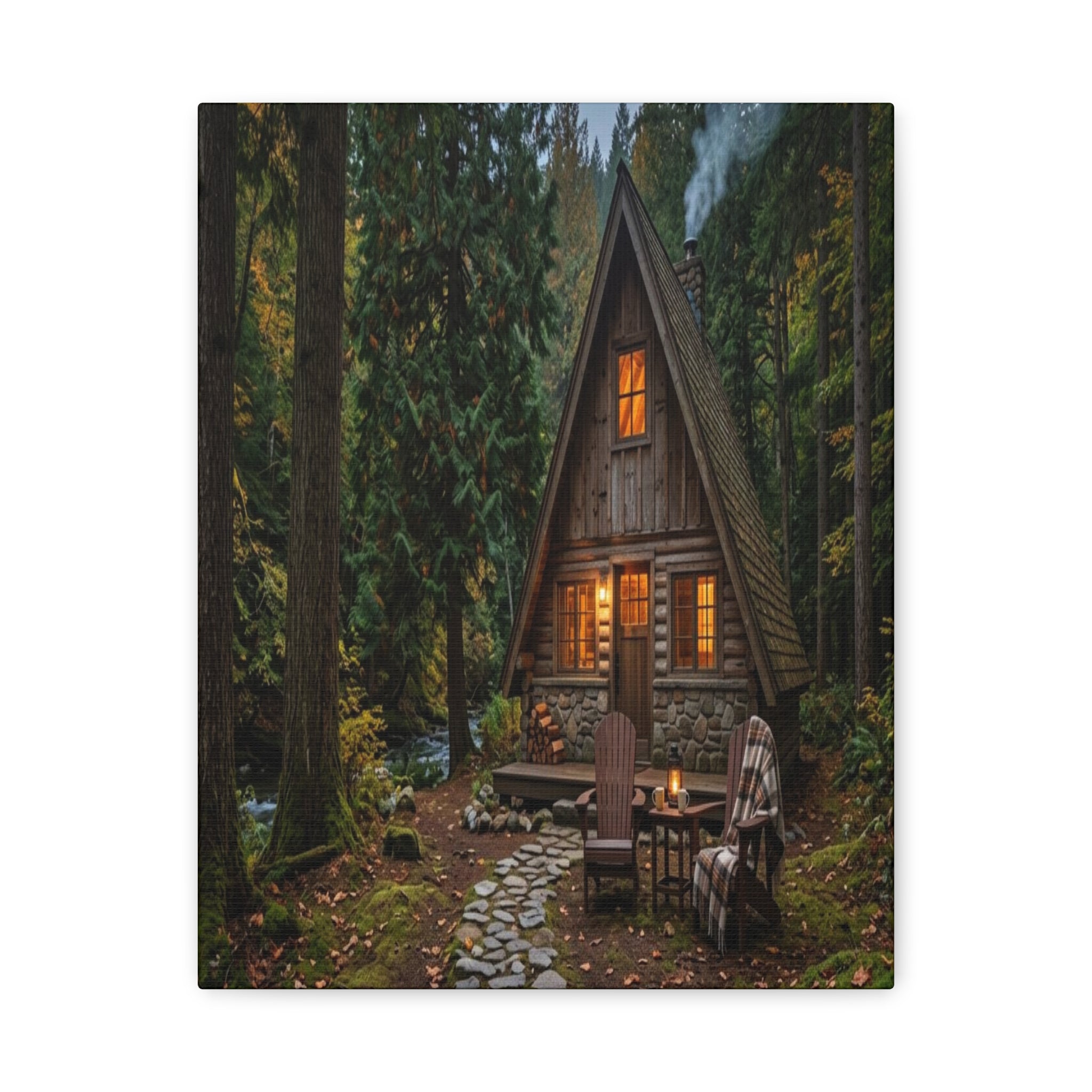 Cozy A-Frame Cabin Matte Canvas Wall Art Woodland Living