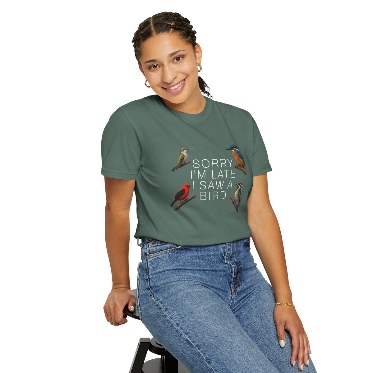 Sorry I’m Late I Saw a Bird T-Shirt - Birdwatching Tee for Nature Lovers