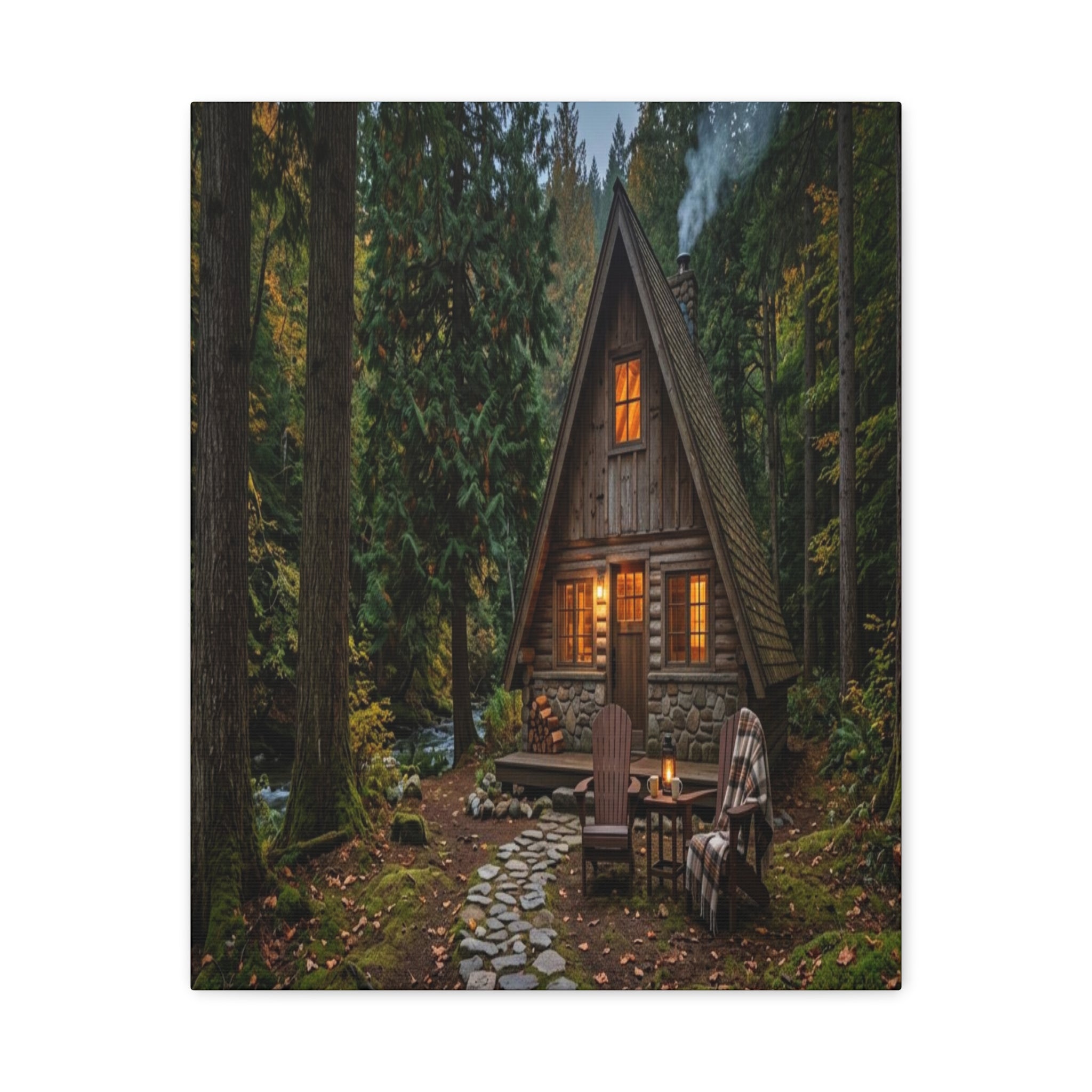 Cozy A-Frame Cabin Matte Canvas Wall Art Woodland Living