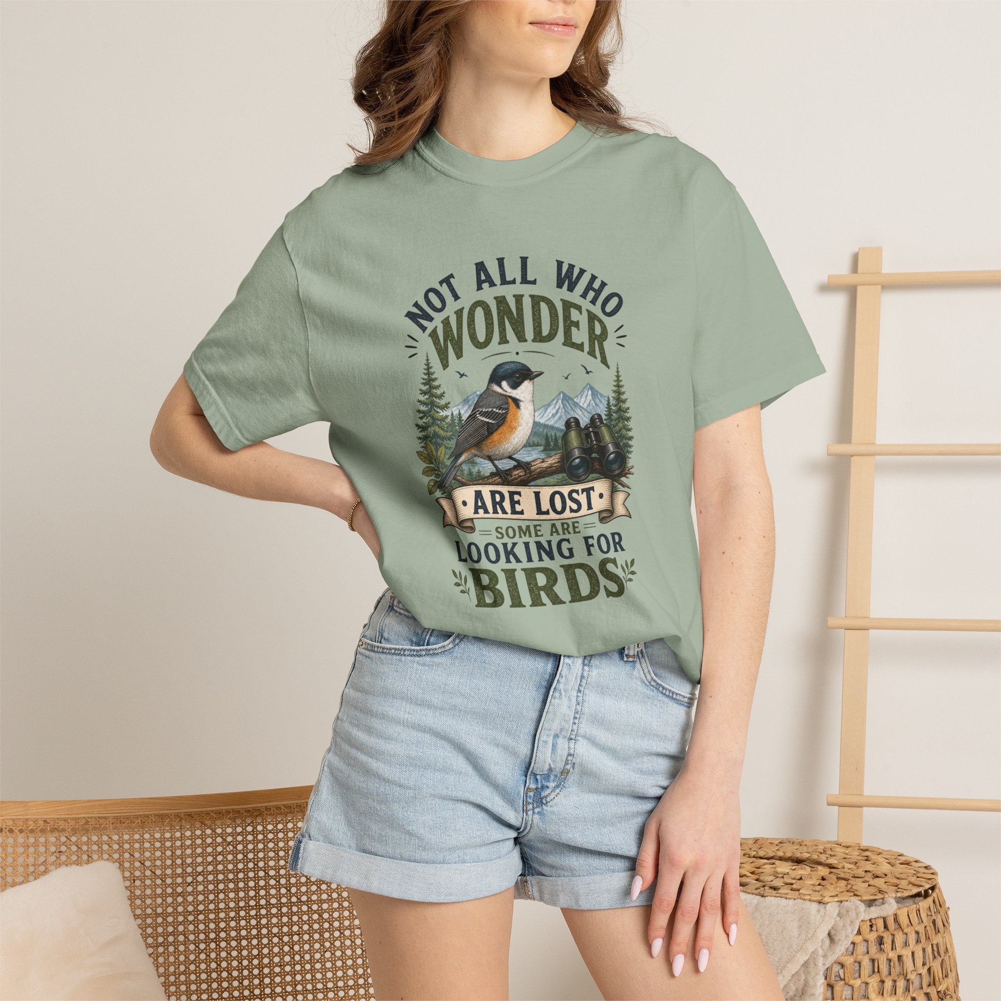 Birdwatcher T-Shirt — Not All Who Wonder Are Lost Nature Hiking Tee