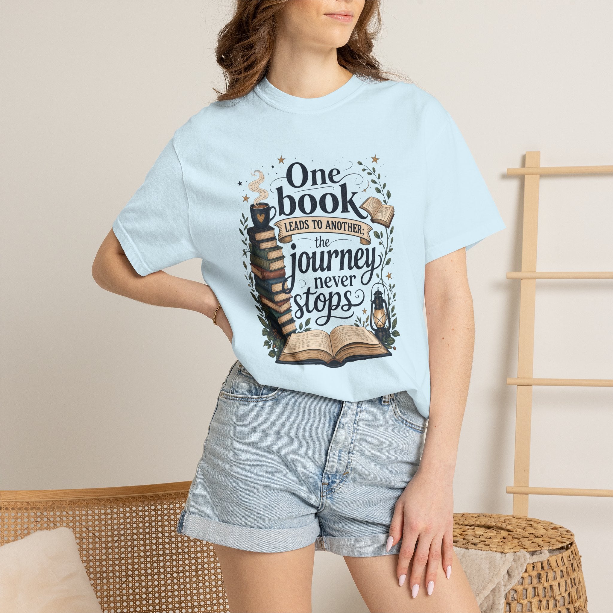One Book Leads to Another, the Journey Never Stops Literary Graphic Tee