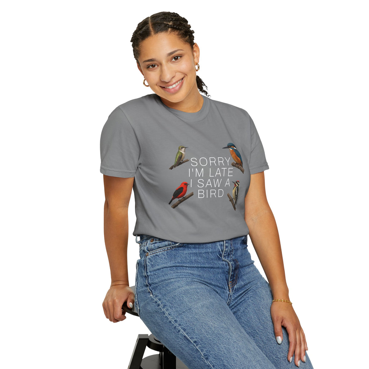 Sorry I’m Late I Saw a Bird T-Shirt - Birdwatching Tee for Nature Lovers