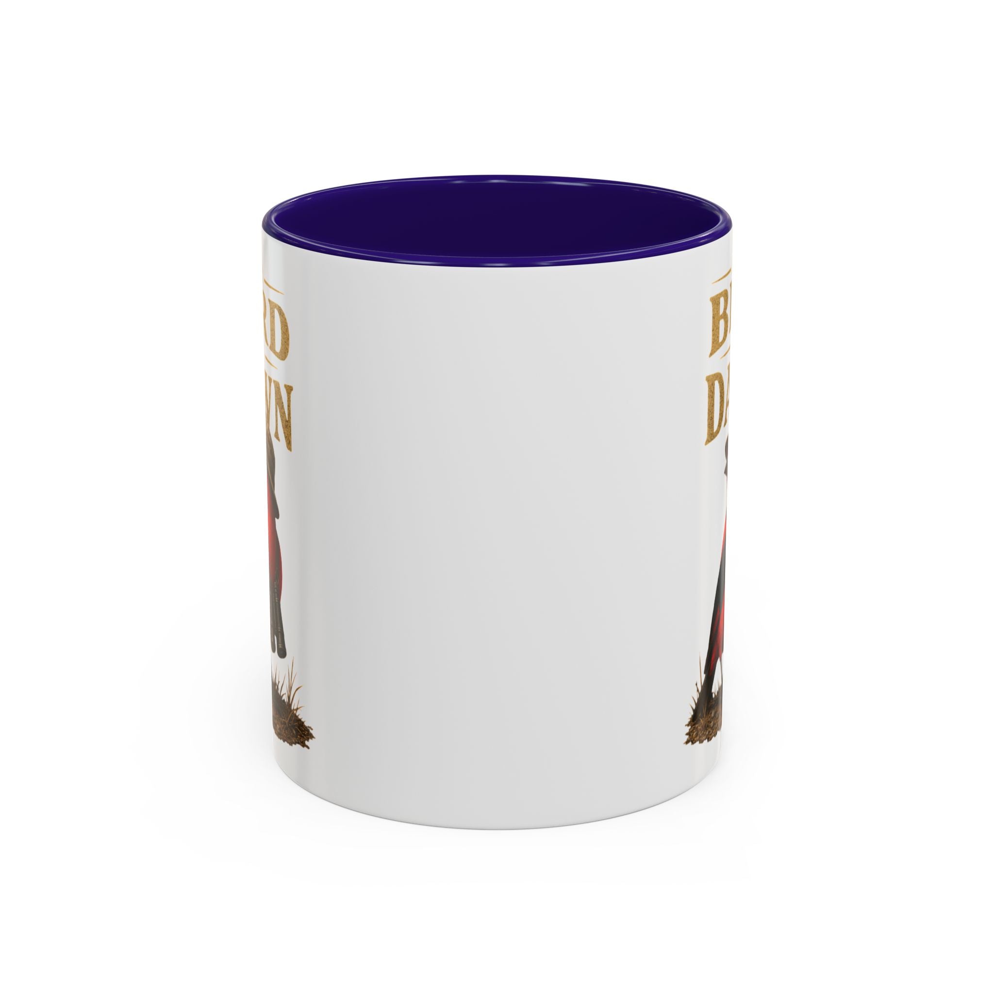 Birdwatcher Coffee Mug — "We Bird at Dawn" Illustrated Scarlet Tanager Mug (11oz/15oz)