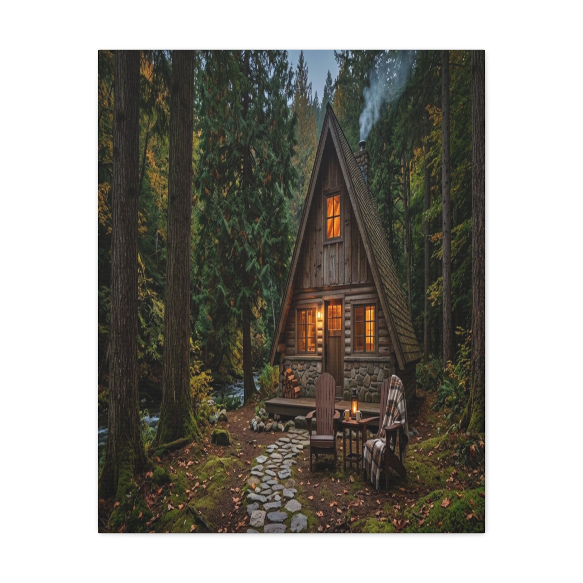 Cozy A-Frame Cabin Matte Canvas Wall Art Woodland Living