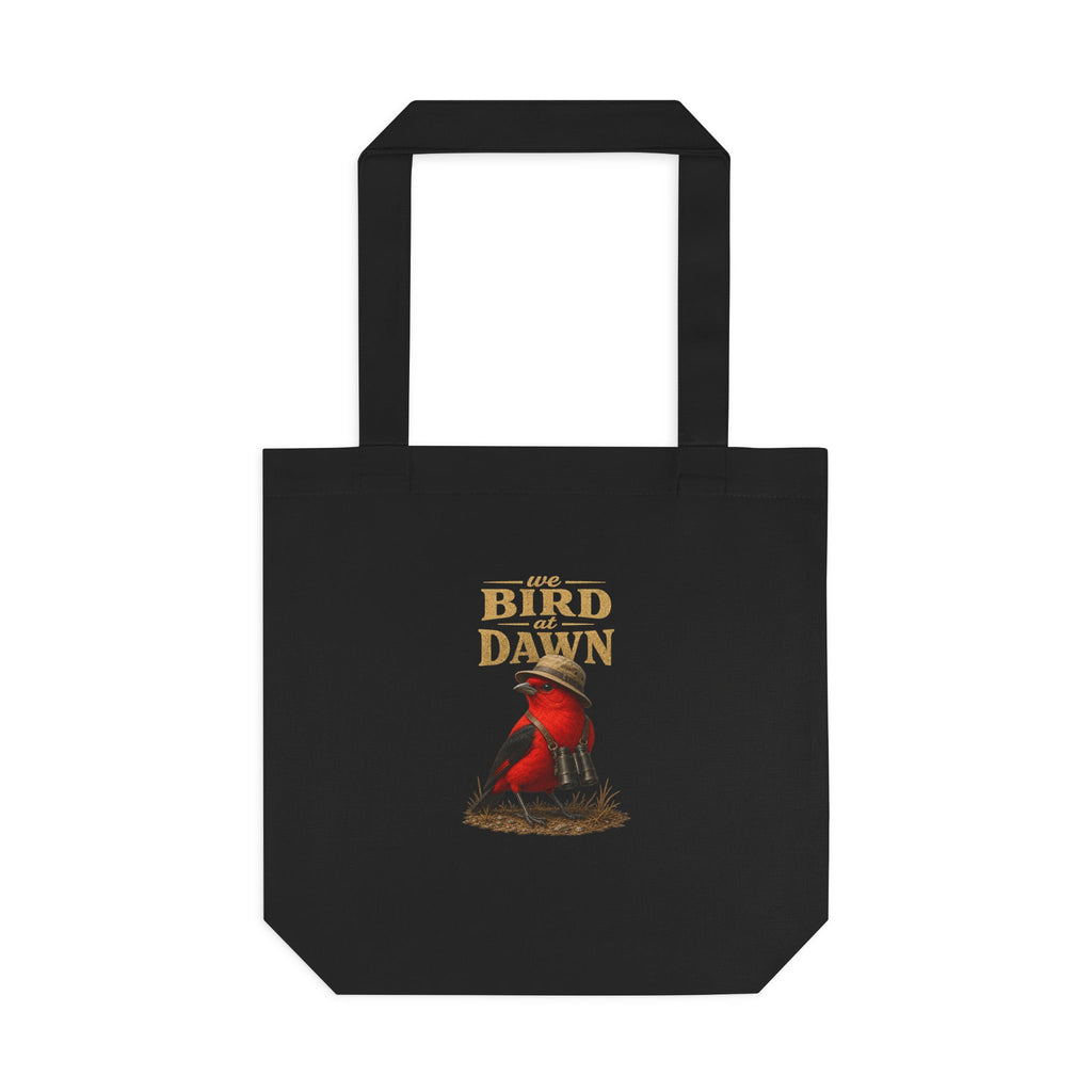 We Bird at Dawn Cotton Tote Bag – Vintage Red Scarlet Tanager Bird Eco Shopper