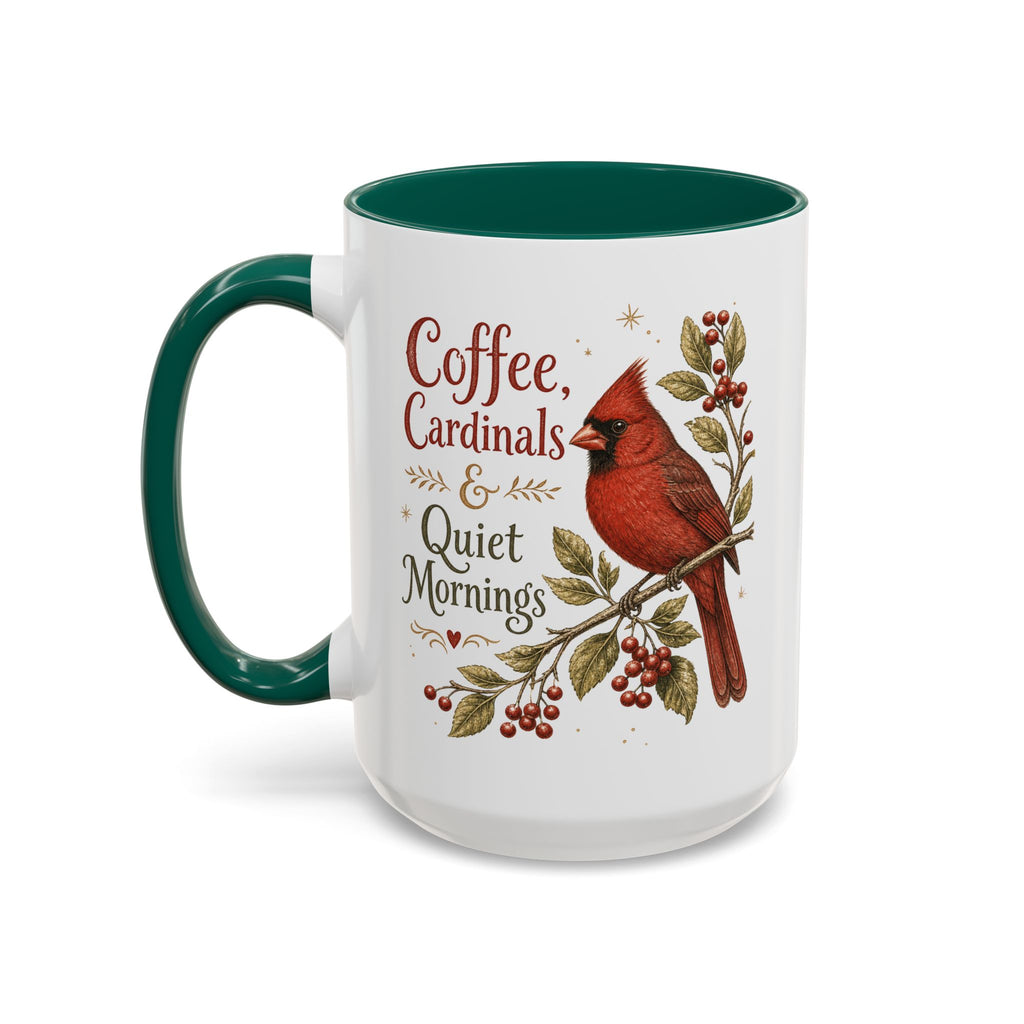 Coffee, Cardinals & Quiet Mornings Mug — Vintage Cardinal Illustration Birdwatcher Coffee Cup