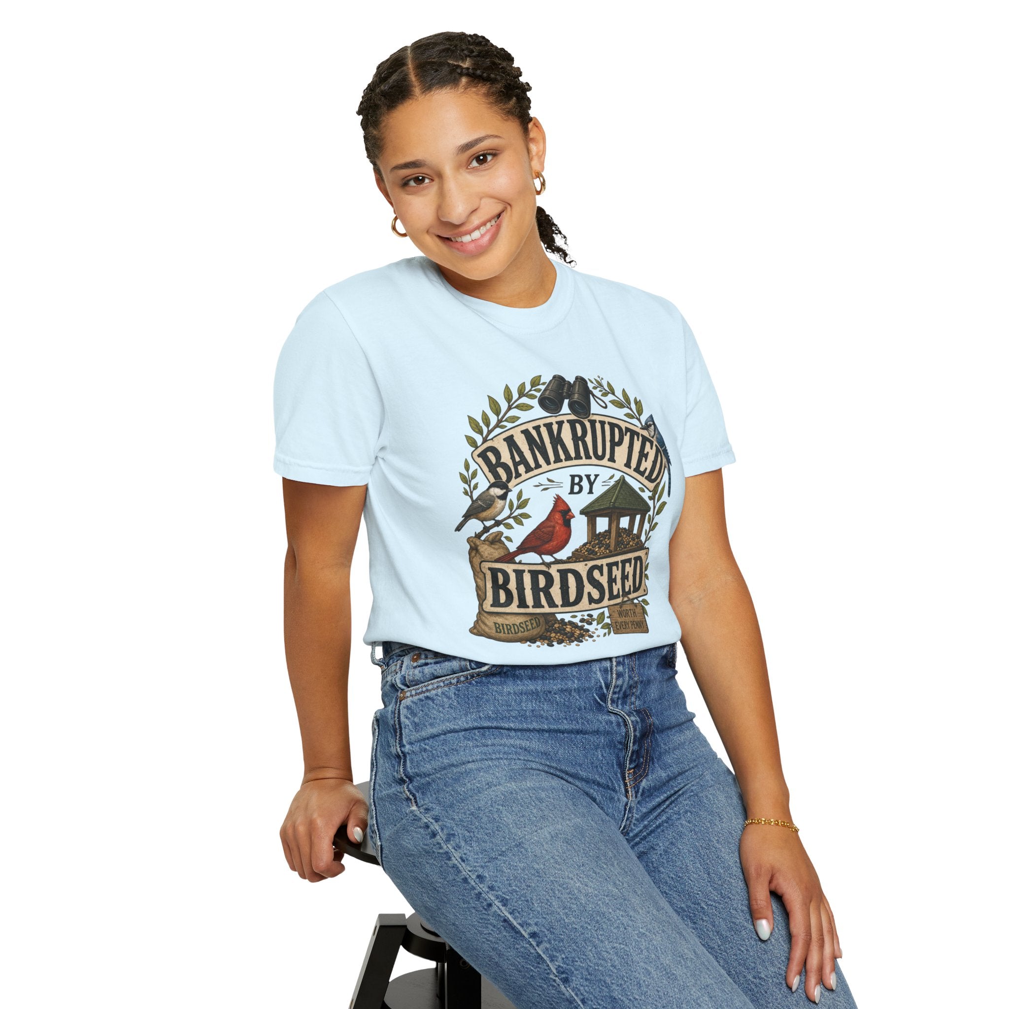 Bankrupted by Birdseed T-Shirt — Funny Backyard Birding Tee