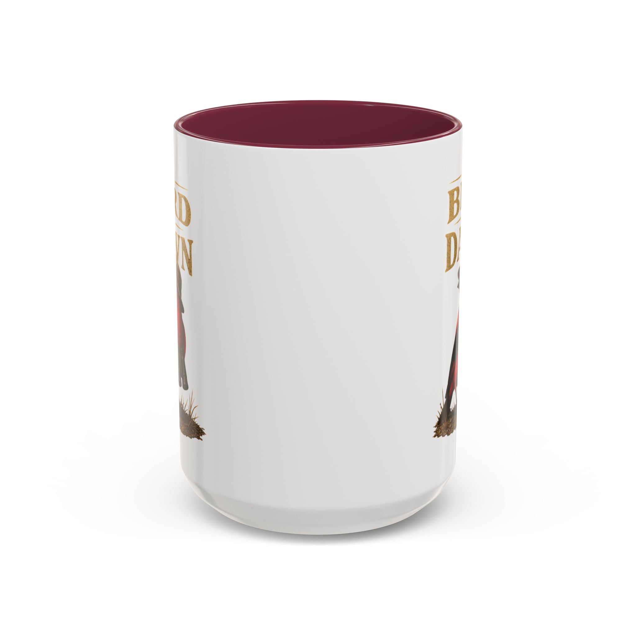 Birdwatcher Coffee Mug — "We Bird at Dawn" Illustrated Scarlet Tanager Mug (11oz/15oz)