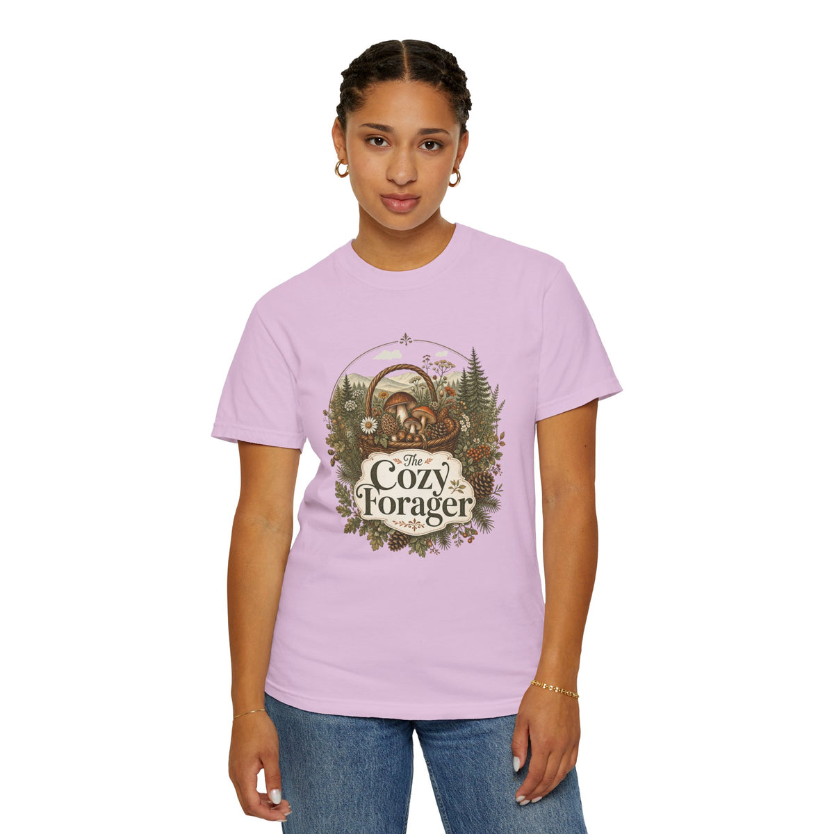 The Cozy Forager T-Shirt - Foraging Mushrooms & Forest Treasures