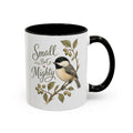 Small But Mighty Chickadee Mug — Vintage Bird Illustration Birdwatcher Coffee Cup