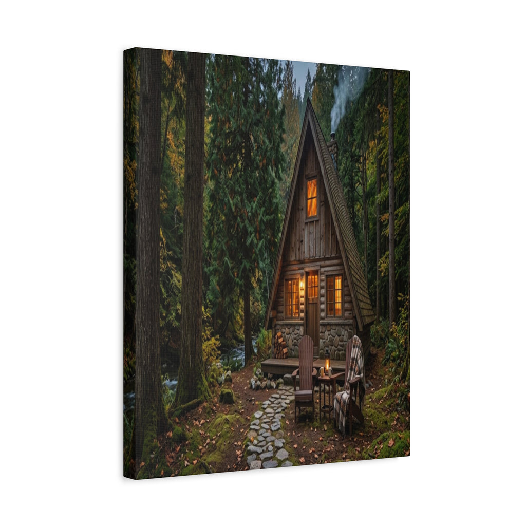 Cozy A-Frame Cabin Matte Canvas Wall Art Woodland Living
