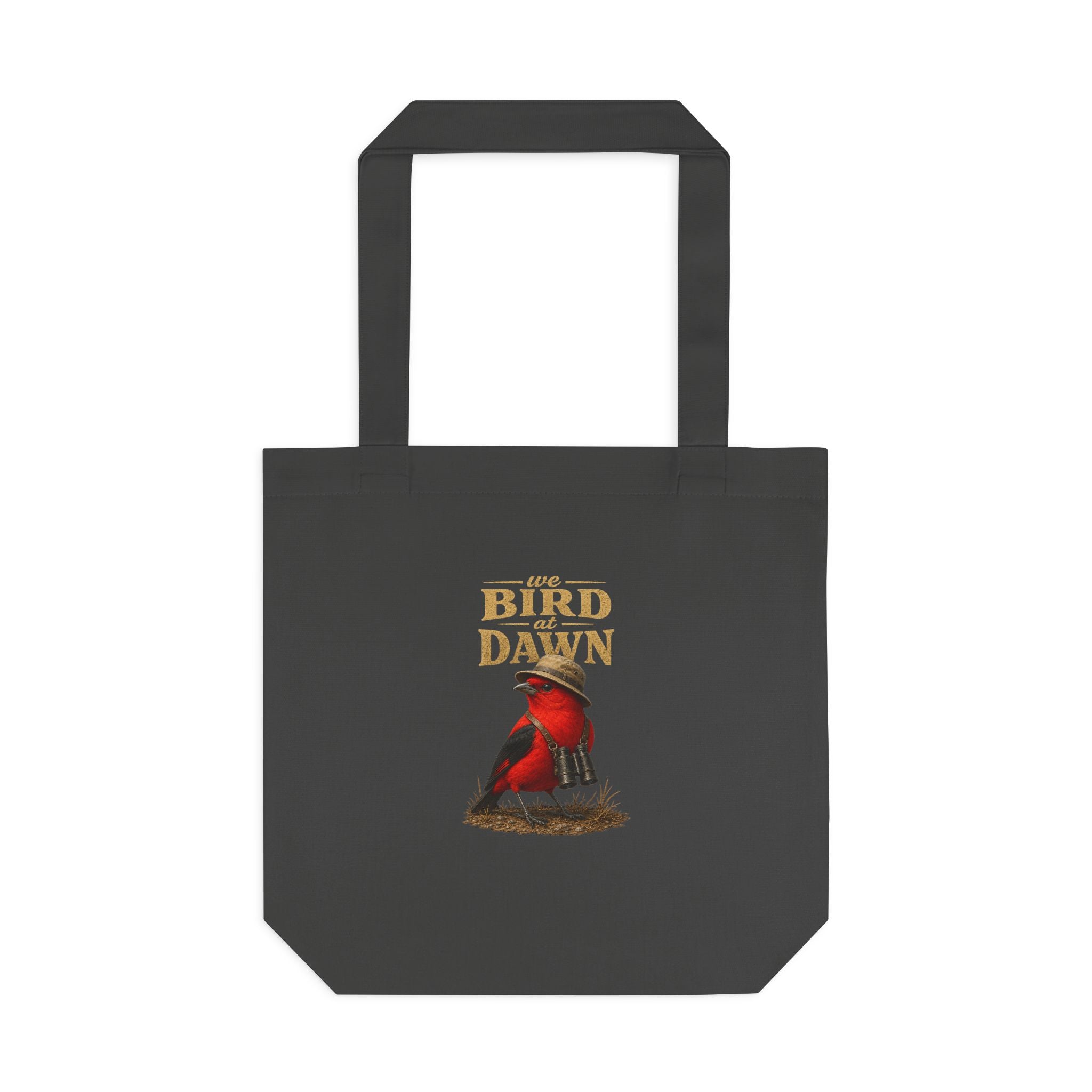 We Bird at Dawn Cotton Tote Bag – Vintage Red Scarlet Tanager Bird Eco Shopper