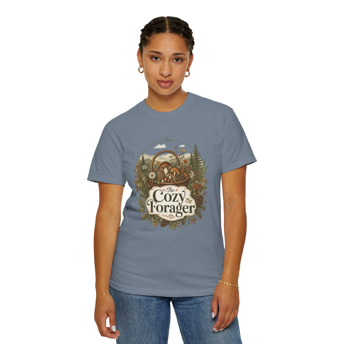 The Cozy Forager T-Shirt - Foraging Mushrooms & Forest Treasures