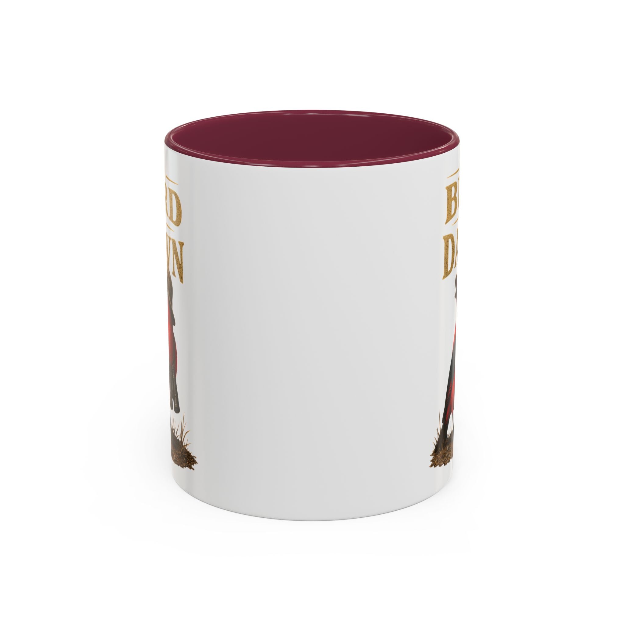 Birdwatcher Coffee Mug — "We Bird at Dawn" Illustrated Scarlet Tanager Mug (11oz/15oz)