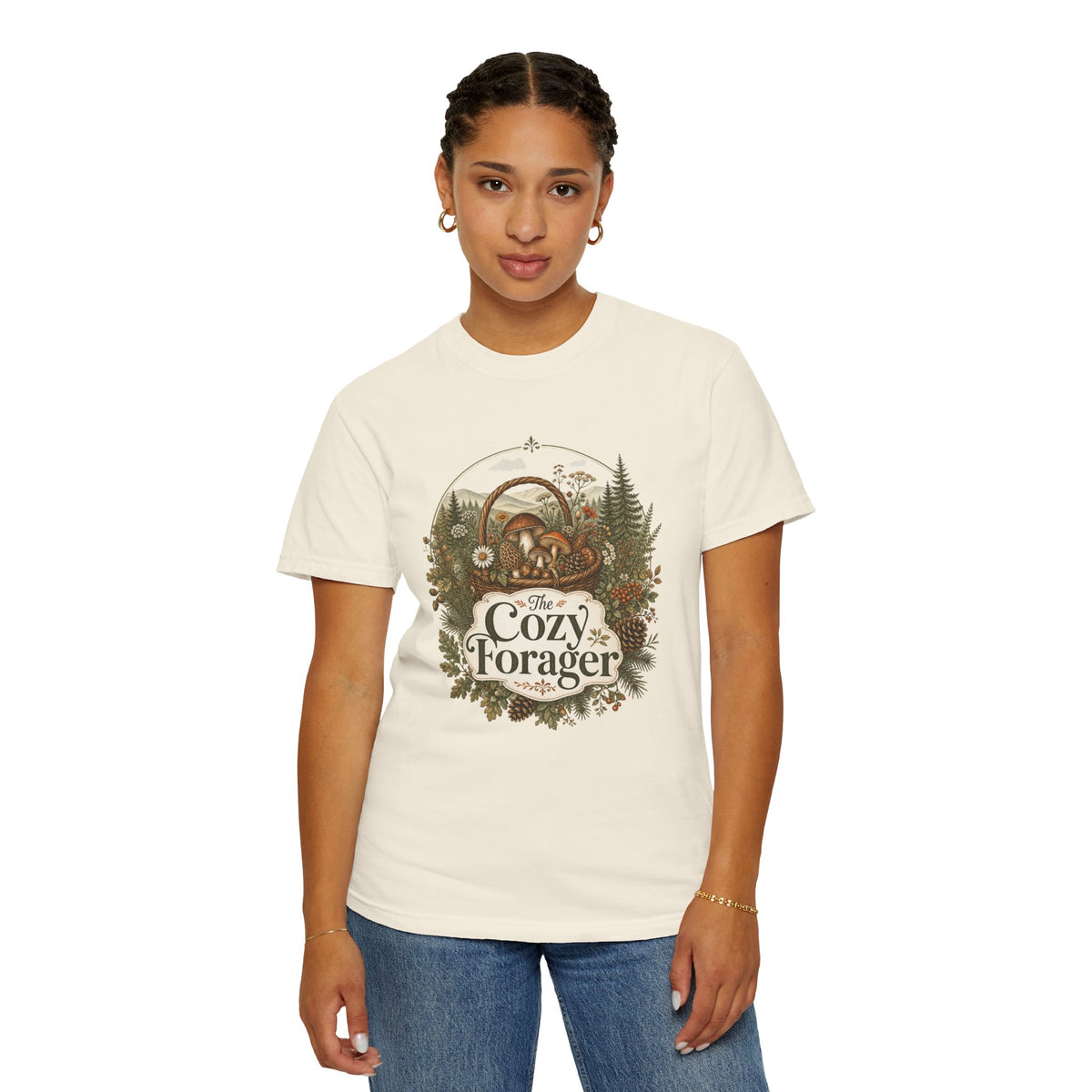 The Cozy Forager T-Shirt - Foraging Mushrooms & Forest Treasures