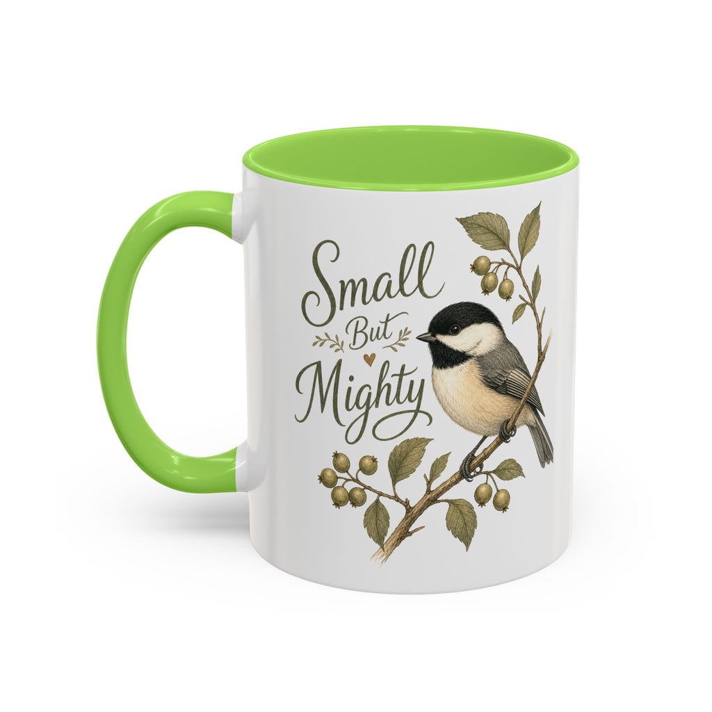 Small But Mighty Chickadee Mug — Vintage Bird Illustration Birdwatcher Coffee Cup