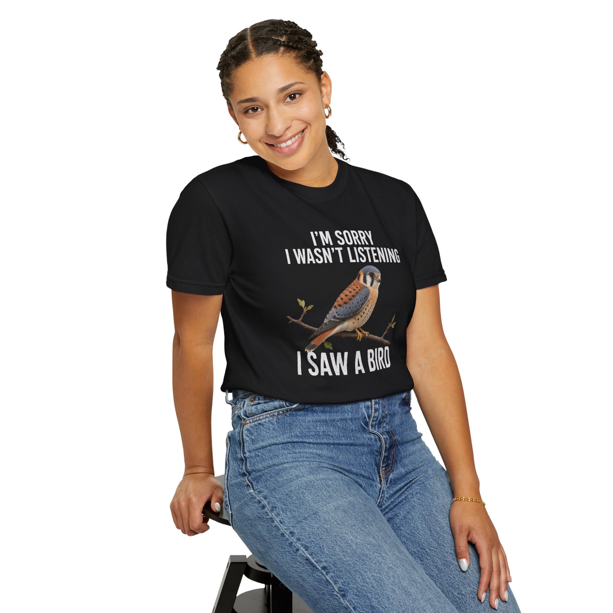 I'm Sorry I Wasn't Listening I Saw a Bird T-Shirt — American Kestrel Graphic