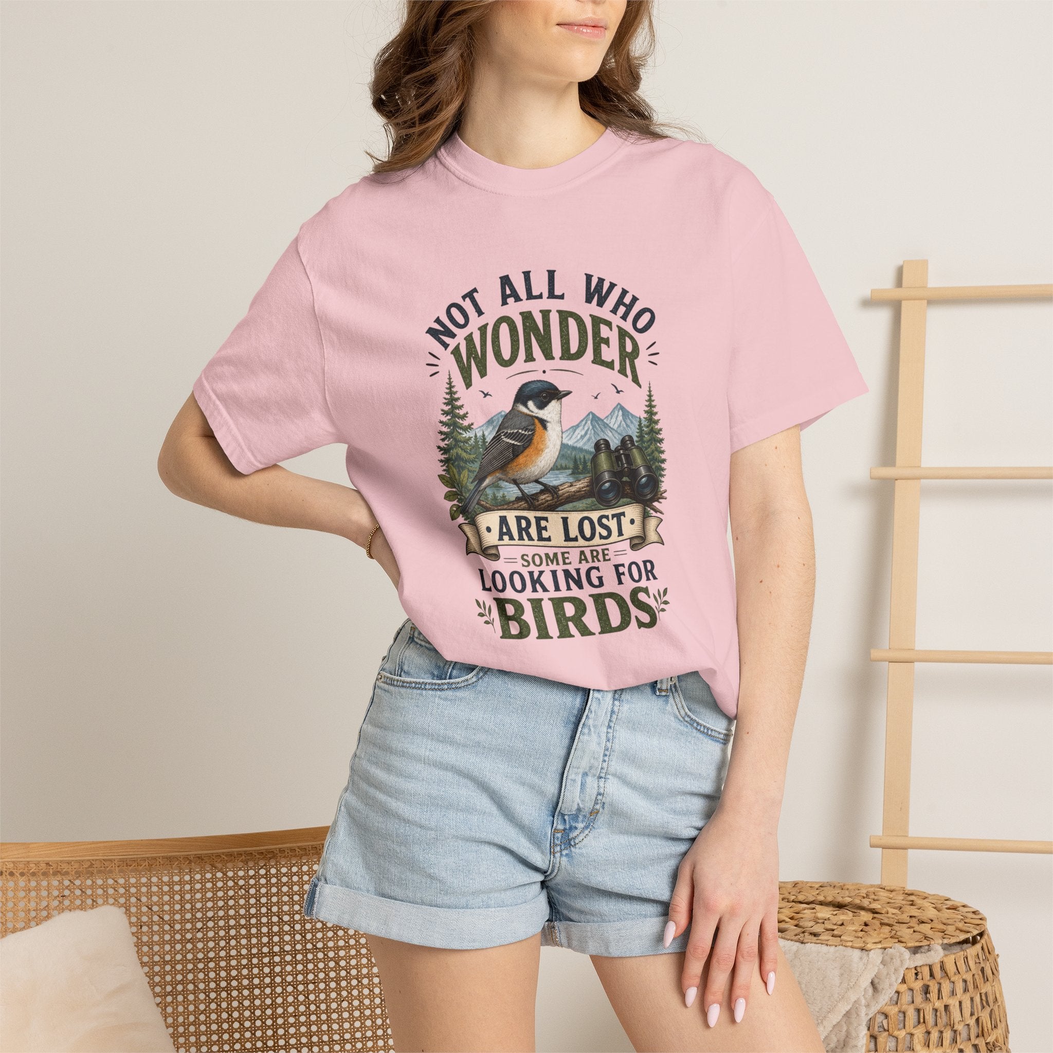 Birdwatcher T-Shirt — Not All Who Wonder Are Lost Nature Hiking Tee