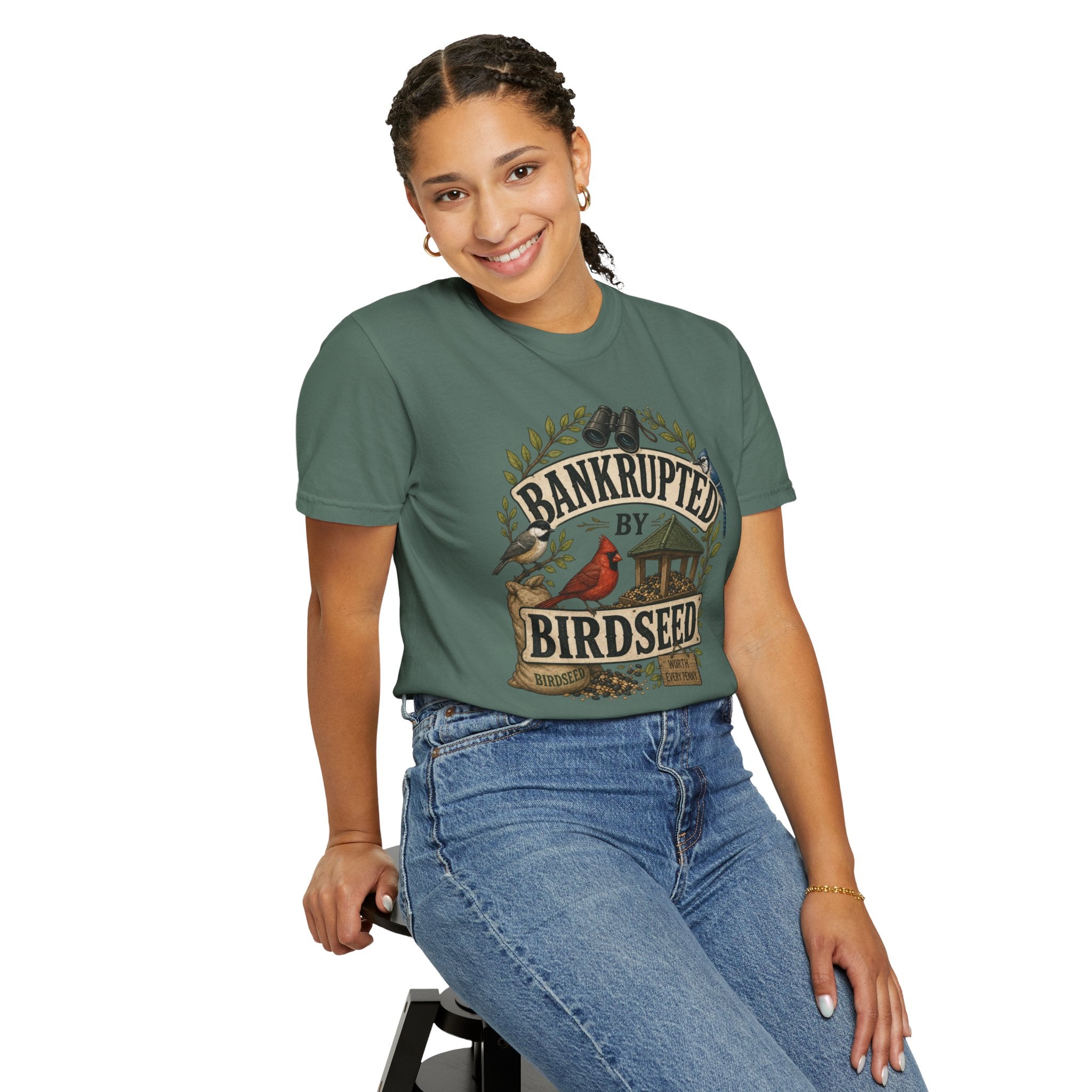 Bankrupted by Birdseed T-Shirt — Funny Backyard Birding Tee