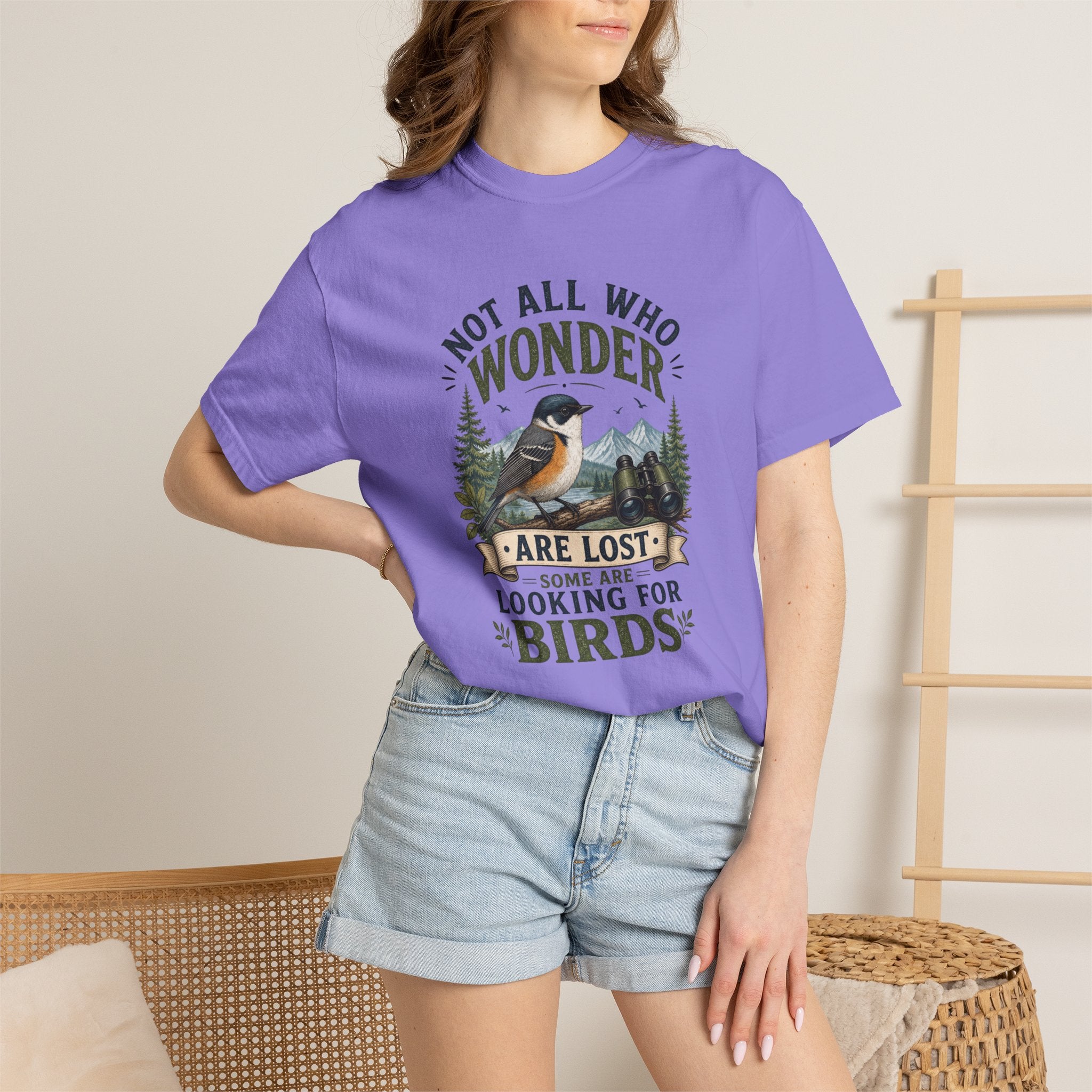 Birdwatcher T-Shirt — Not All Who Wonder Are Lost Nature Hiking Tee